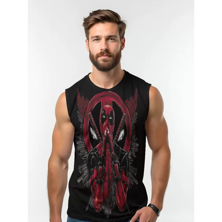 Camiseta Dry Fit Masculina UV 50+ Deadpool Estampa
