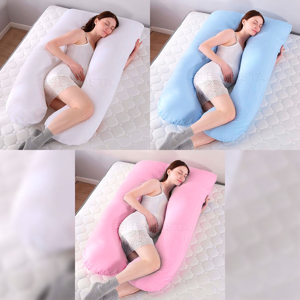 Travesseiro Repouso Gestante Grávida Corpo Apoio Conforto Dormir Siliconado Rosa Branco Azul