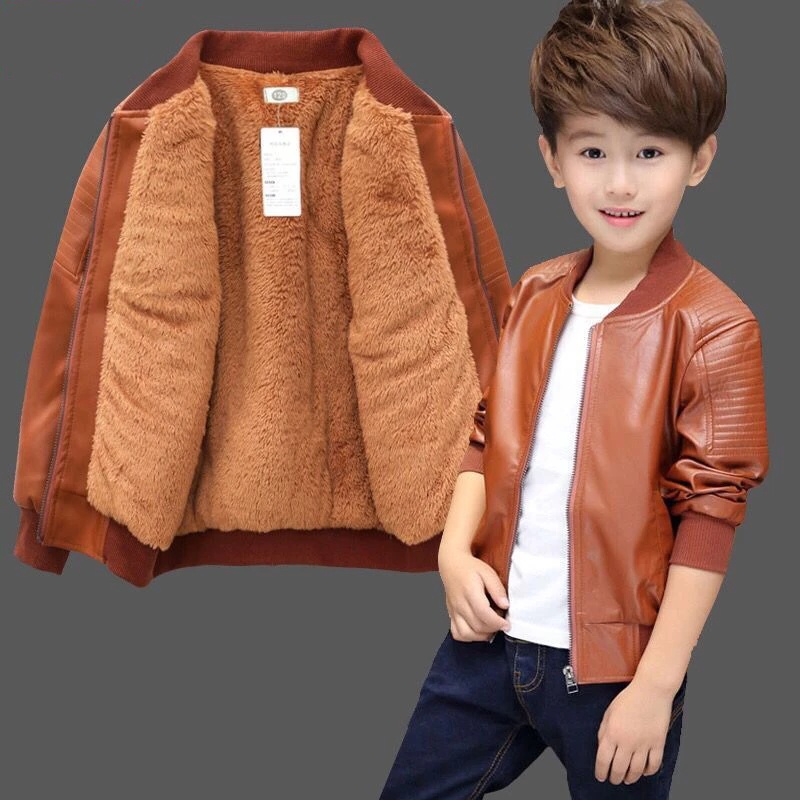 New Chegou Meninos Jaquetas De Couro PU Outono Inverno Roupas Da Moda Das Crianças Além De Veludo Gr