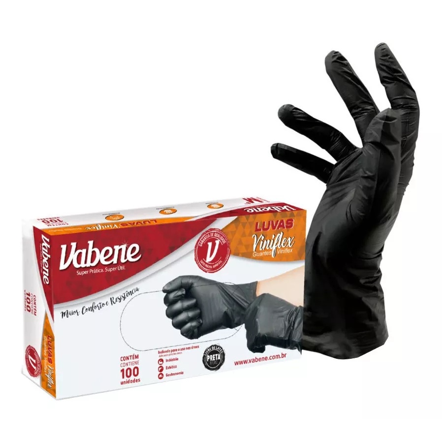 Luva Descartável Viniflex 300 Unidades Preto ou Transparente – Não é Vinil