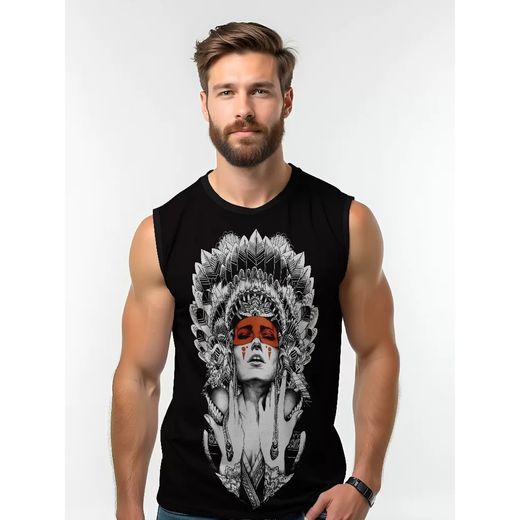 Camiseta Dry Fit Masculina UV 50+ India Estampada Academia Corrida Treino Casual