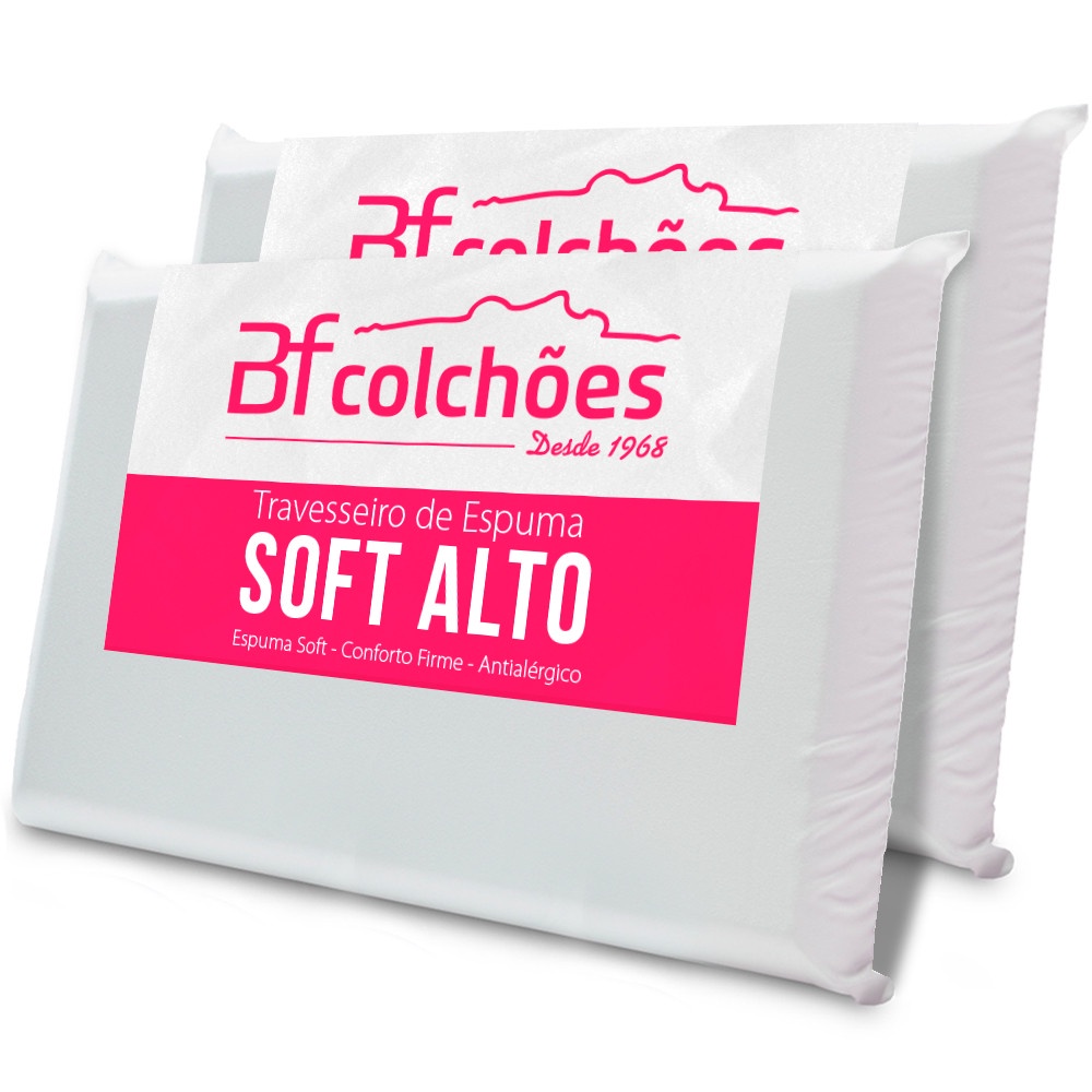 Kit 2 Travesseiro Alto Espuma Ortopédico Soft Firme 50x70x14 BF Colchões