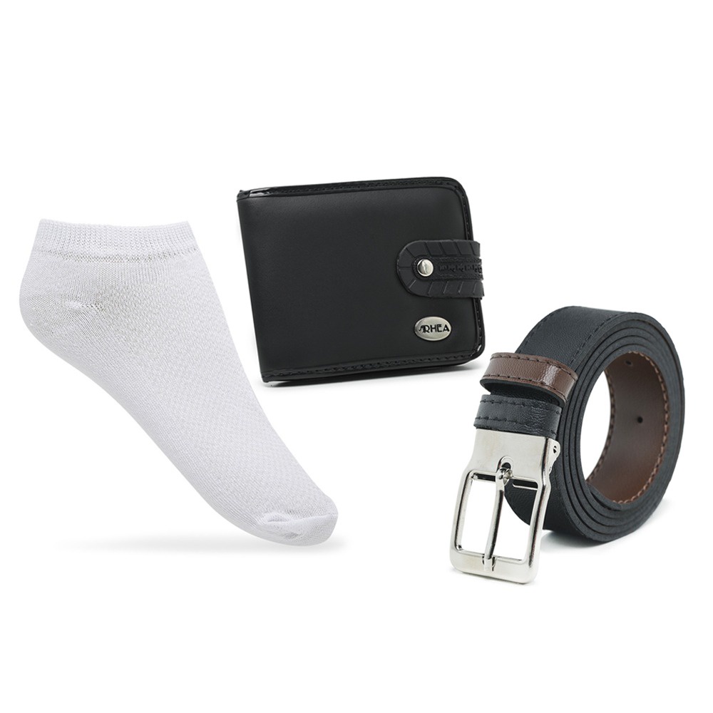 kit combo masculino presente carteira + cinto + 1 par meia  promoção imperdivel