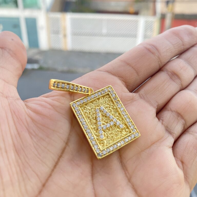 Pingente De Ouro 24k Letra Brilhante Escolha A Sua