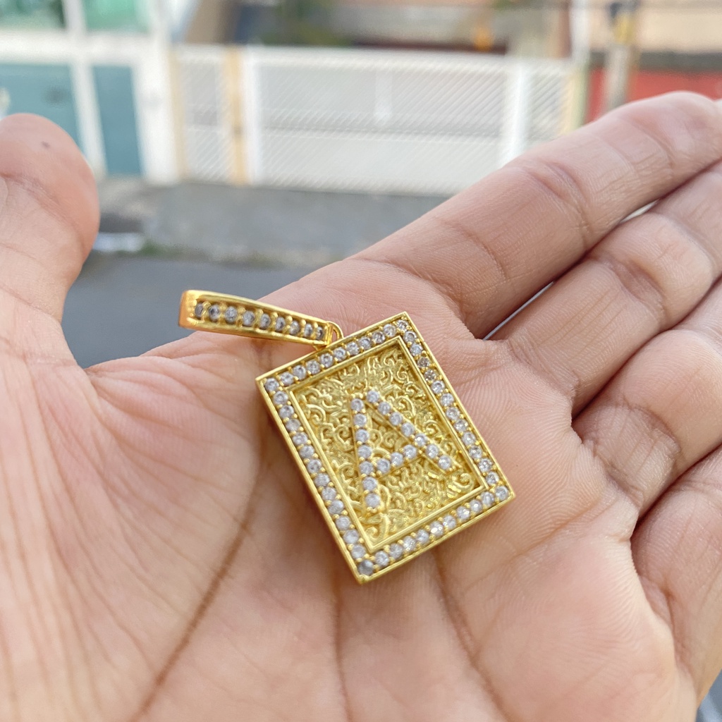 Pingente De Ouro 24k Letra Brilhante Escolha A Sua Banhado 24k