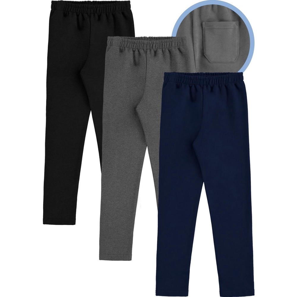 Kit 3 Calça De Moletom Infantil Flanelada Alakazoo Escola
