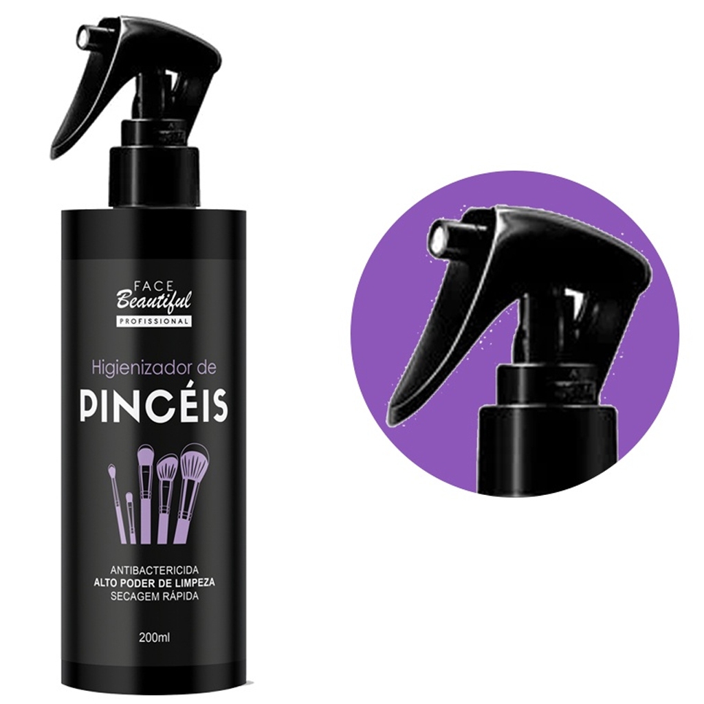 Higienizador e Limpador de pinceis secagem rapida antibactericida 200ml Face Beautiful