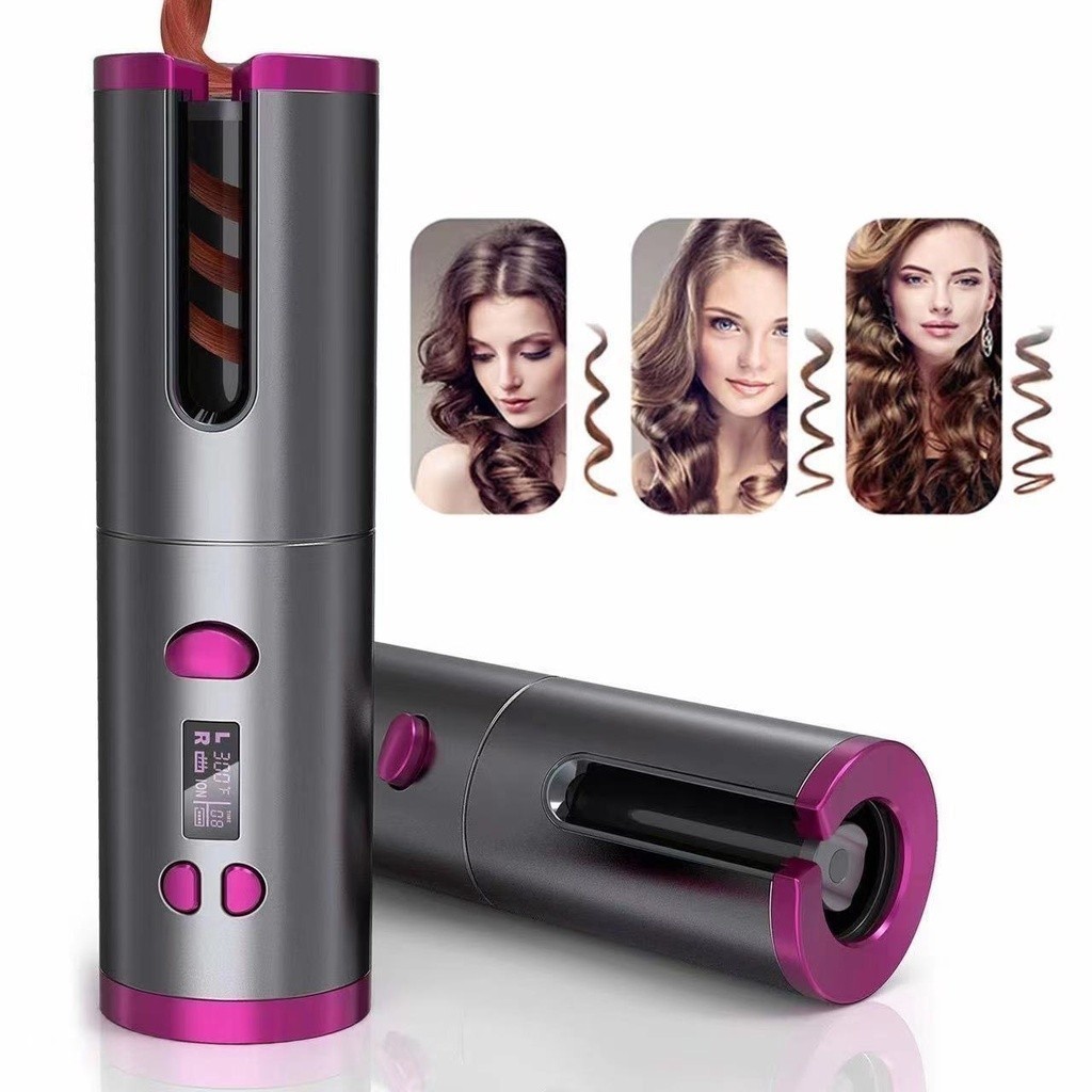 Modelador de cabelo automático sem fio com bateria recarregável de cerâmica embutida marisa