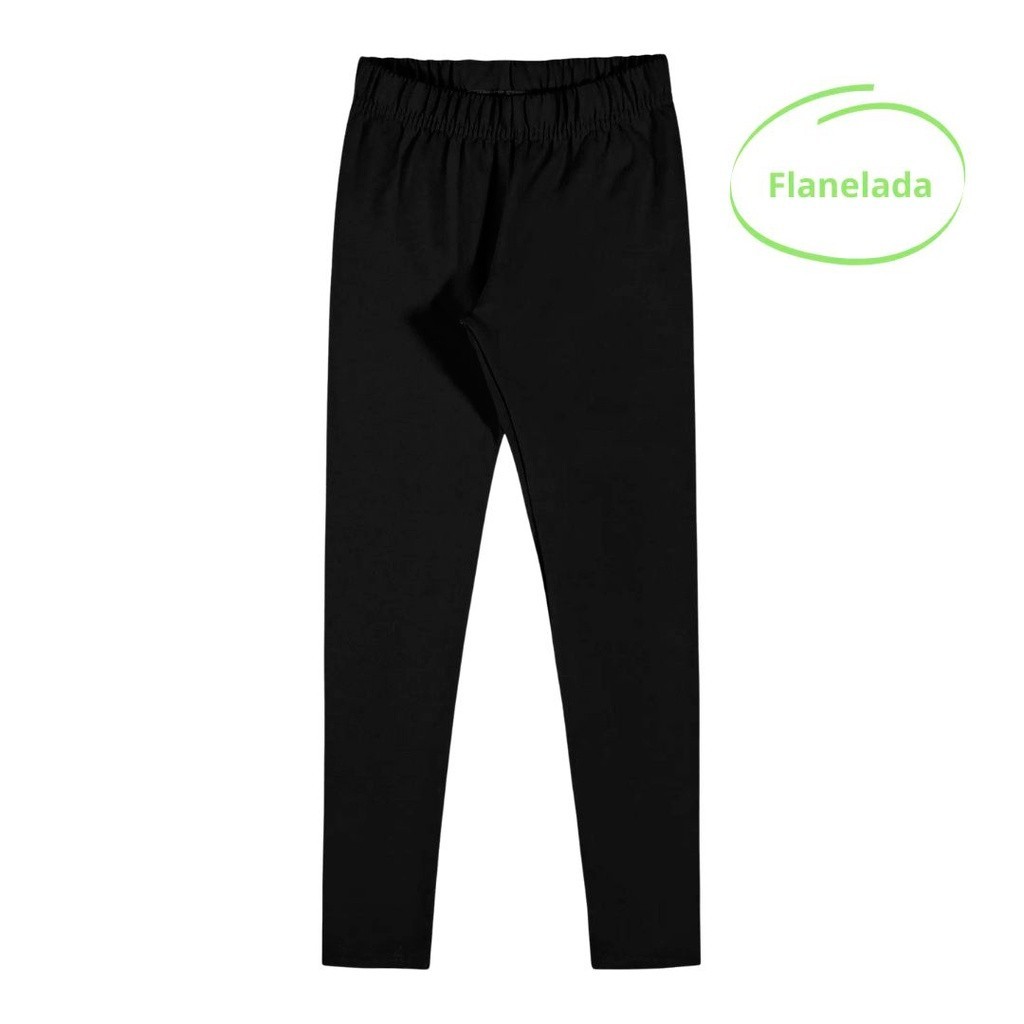 Legging Flanelada Infantil Menina Inverno Preta Elian Algodão Escola