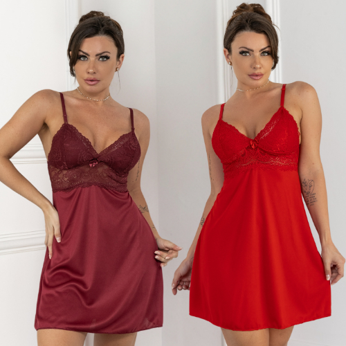 Kit com 2 camisolas feminina  com calcinha fio  de