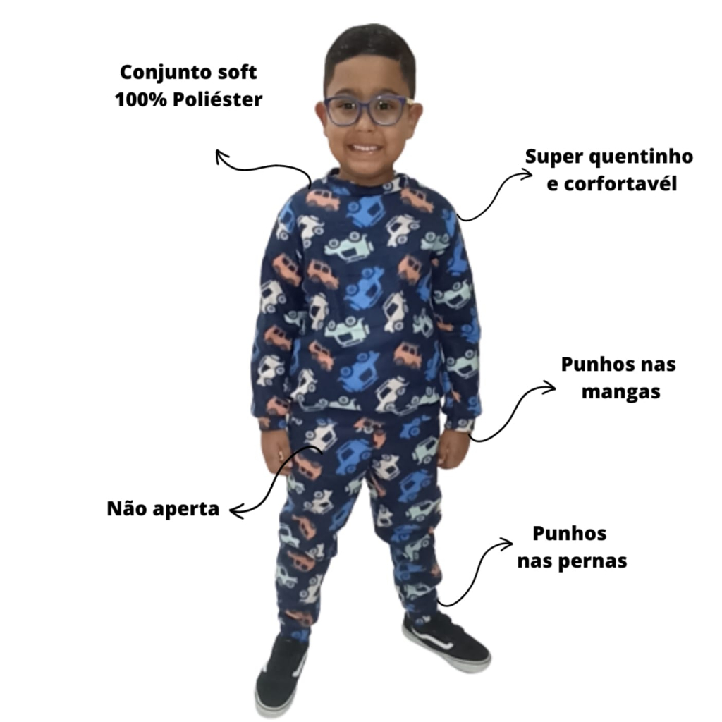 Conjunto Pijama de soft sem capuz tamanho