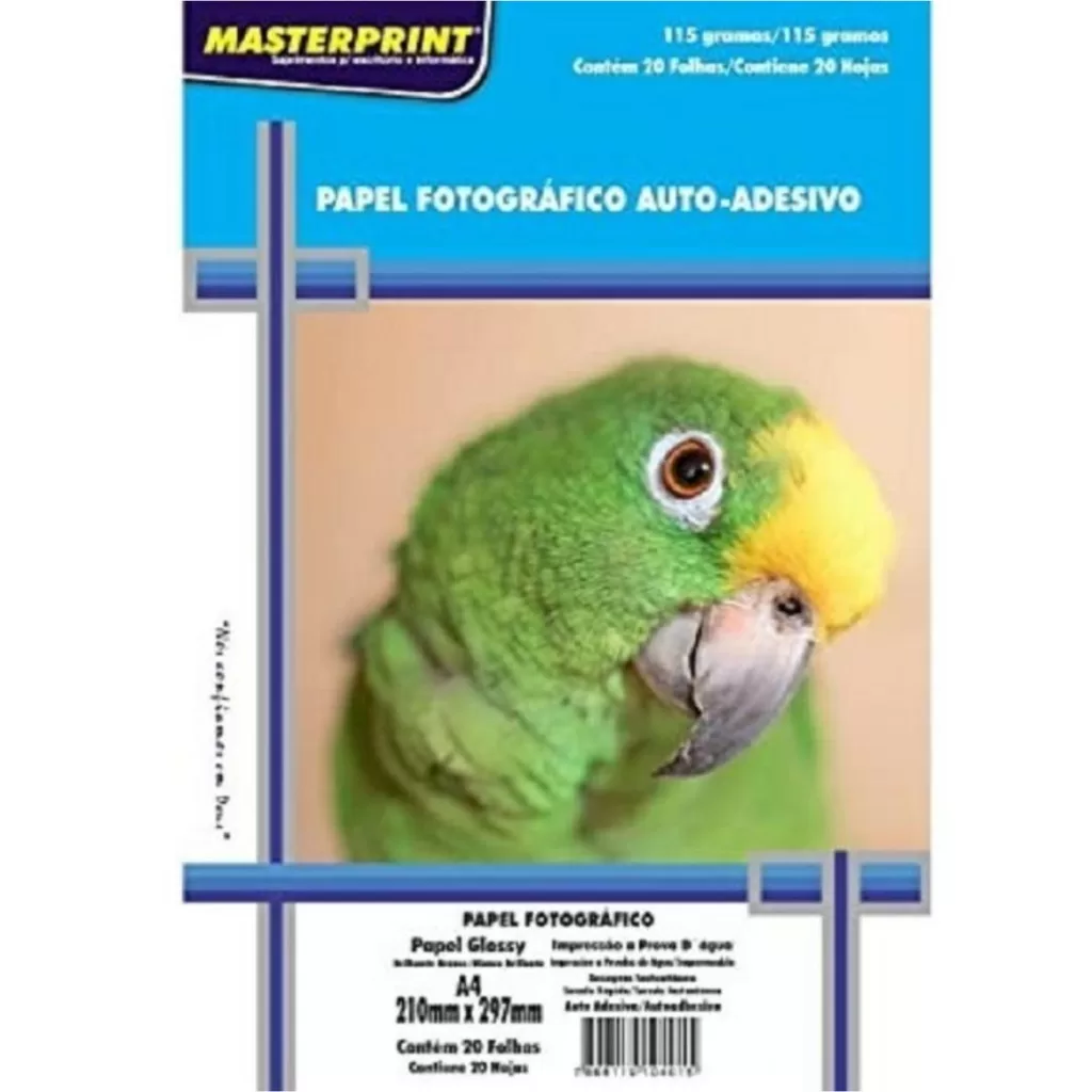 Papel Fotográfico Adesivo A4 Glossy 115g 20 Fls Masterprint