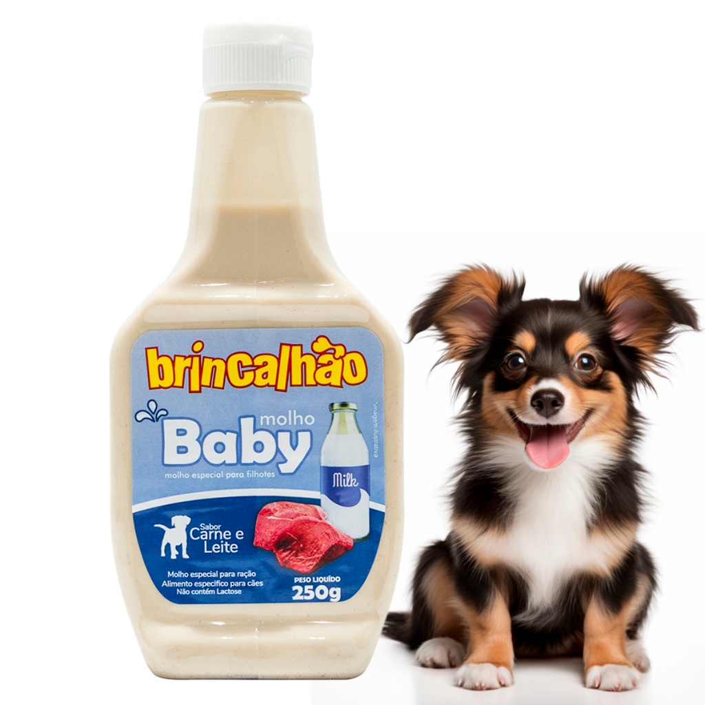Molho para Ração Cachorro Filhotes Carne e Leite Bricalhão Baby 250g