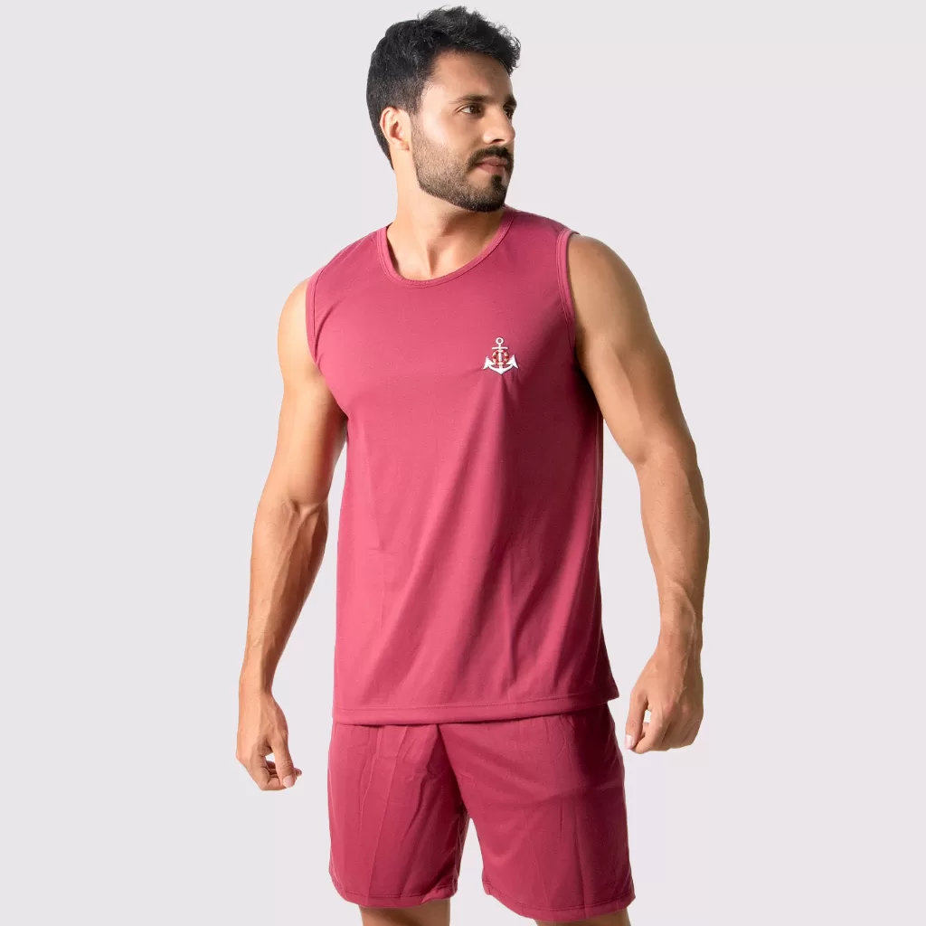 Pijama Masculino Adulto Curto Verão Regata E Short Akira Fitness