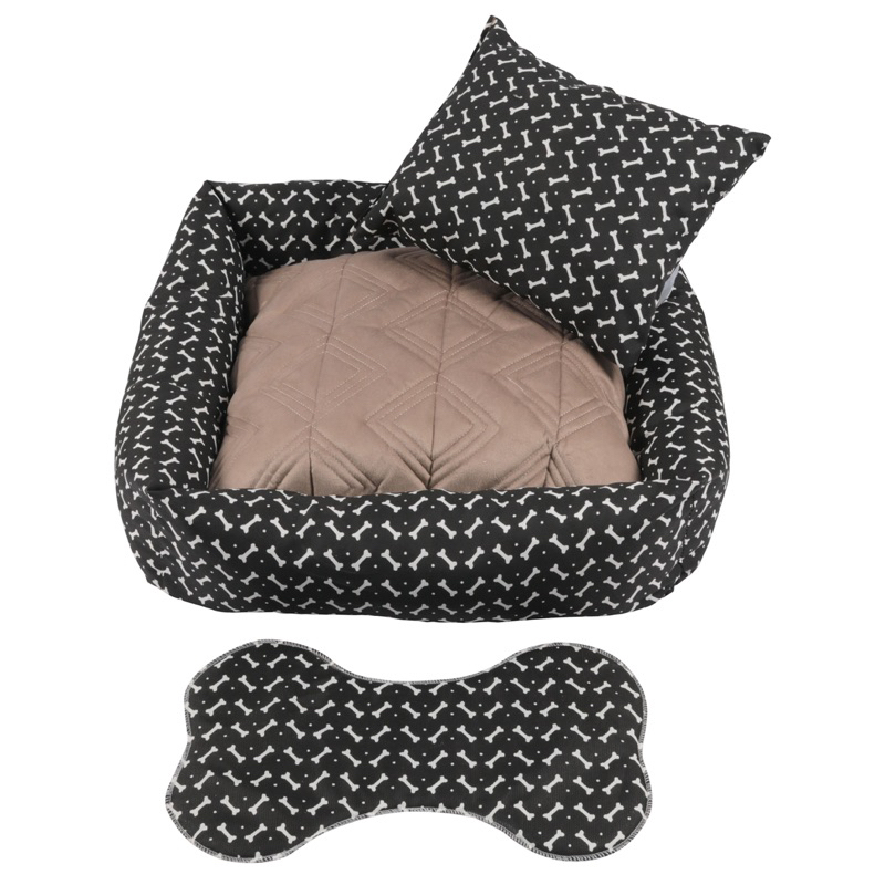 Cama Caminha Pet para Cachorro ou Gato Médio Lavável com Fundo Impermeável COM almofada e comedouro