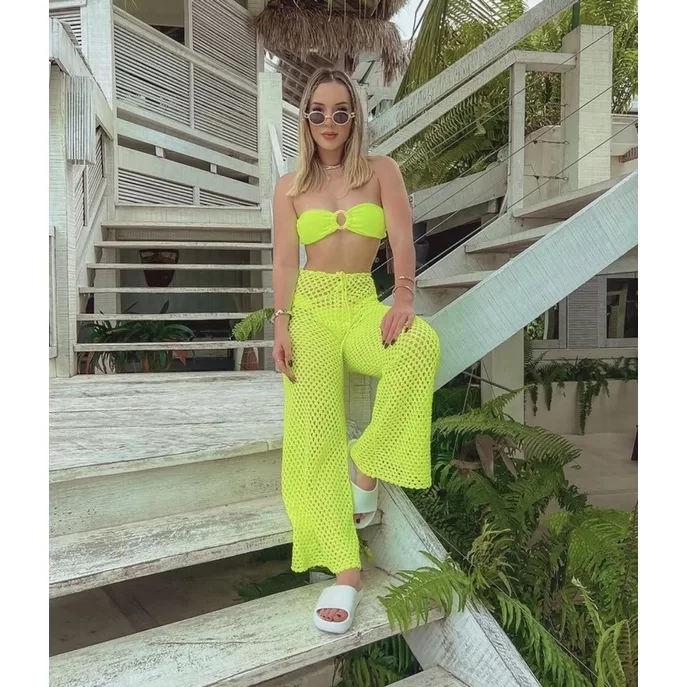 Calça Saída De Praia Crochet Chic feito a mão