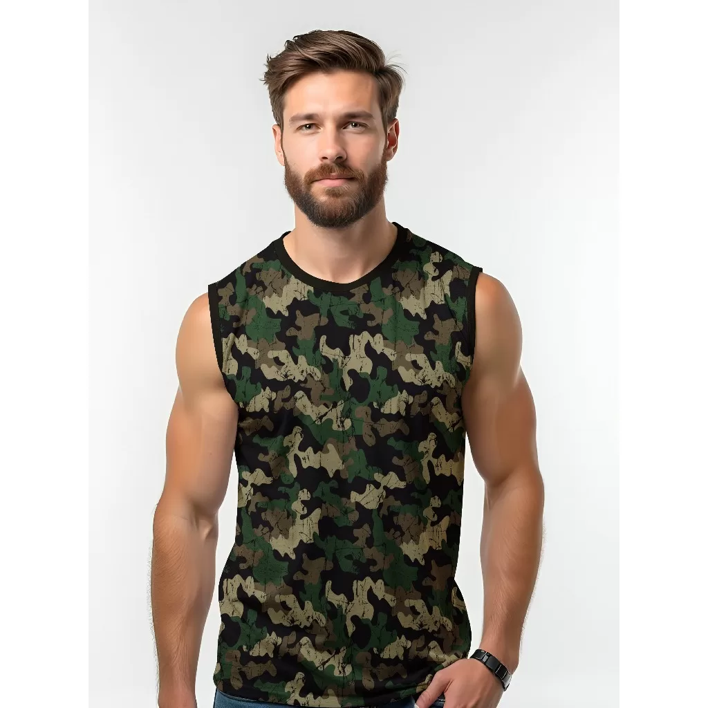 Camiseta Dry Fit Masculina UV 50+ Camuflada verde Estampada Academia Corrida Treino Casual