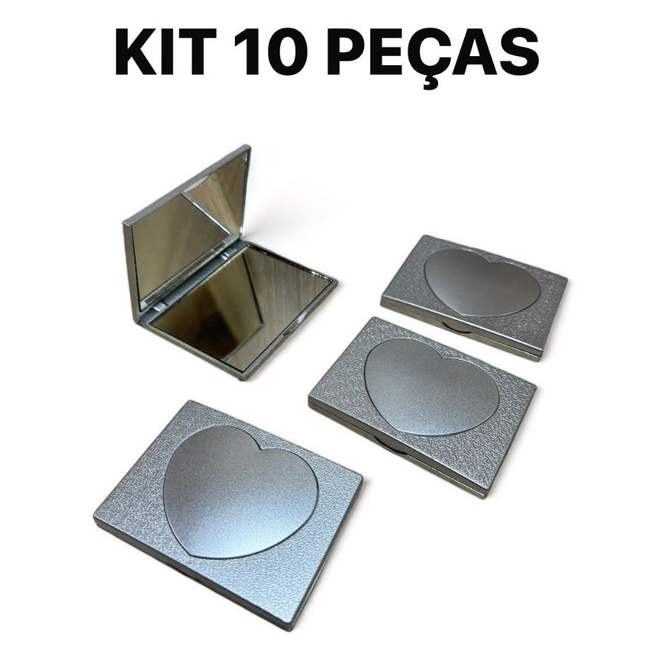 Kit  Com 2/6/10 Peças Espelho De Bolsa Duplo Com Aumento Coração