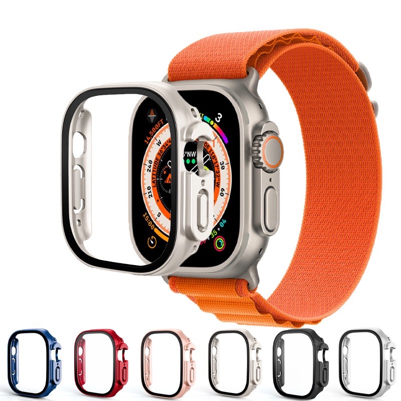 Capa Case Vidro Temperado + Estojo Para Relógio Apple Watch Ultra 49mm em Acrilico 2 EM 1 + Kit Limp