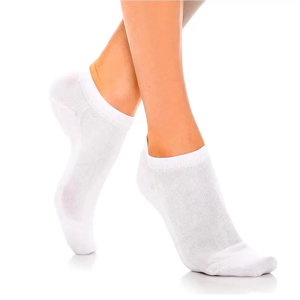 KIT 5 Pares de Meias Branca Lisa Soquete Funcionais Unissex Cano curto esportivas Algodão