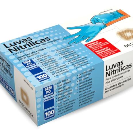 Luva Nitrílica Azul – Tamanhos PP, P, M, G 