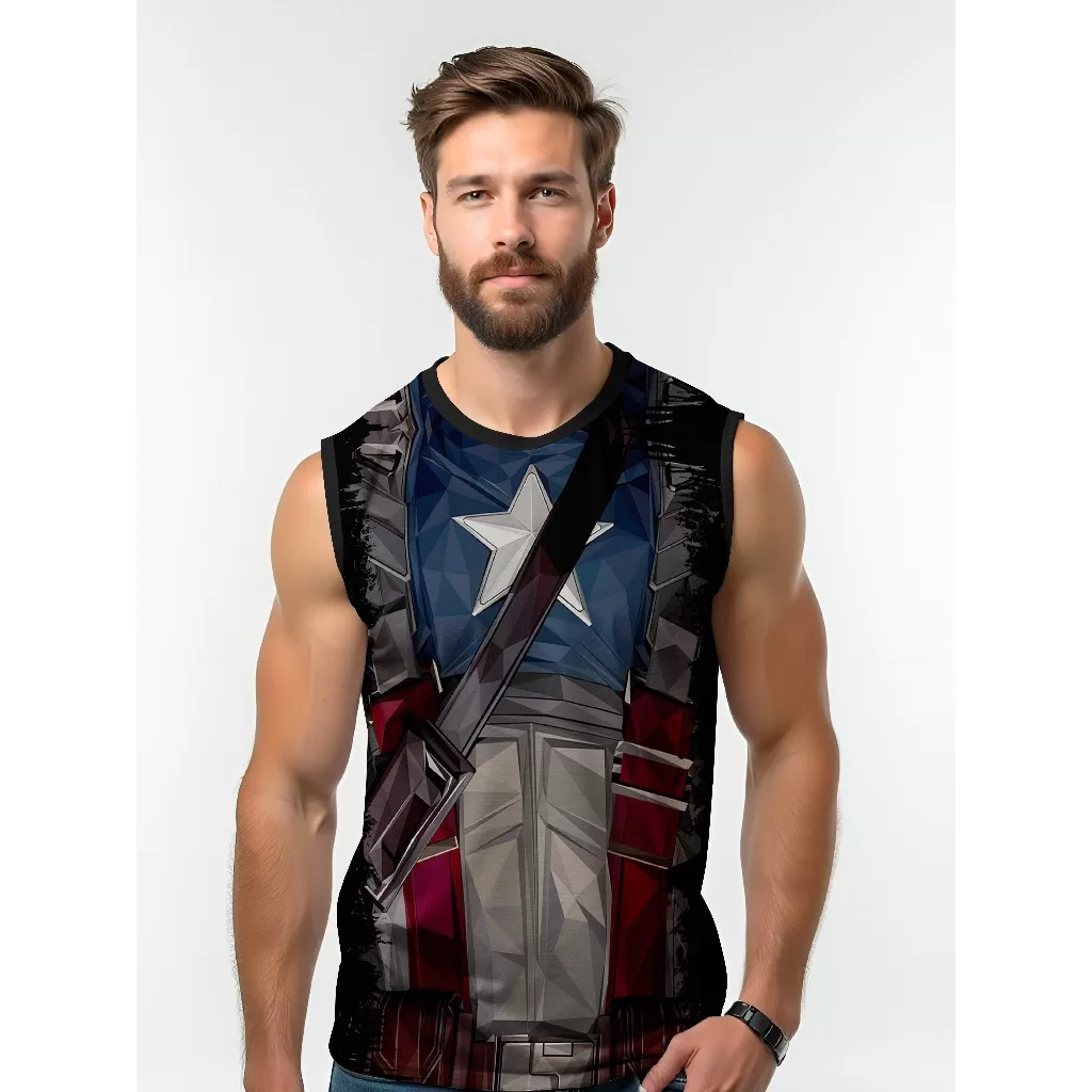 Camiseta Dry Fit Masculina UV 50+  Armadura Capitão America Estampada Academia Corrida Treino Casual