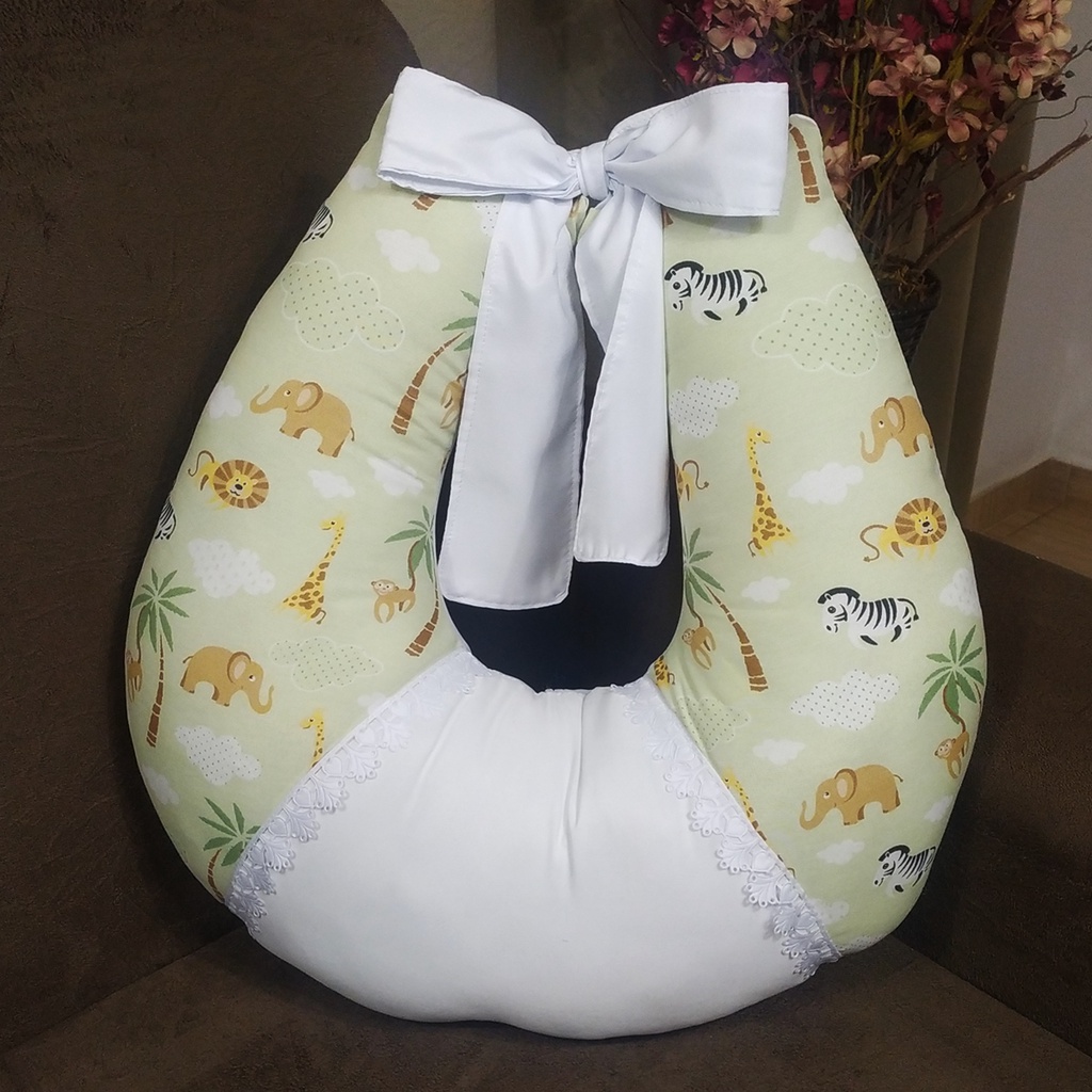 Almofada para Amamentação Safari Verde 100% Algodão Meninos e Meninas Tamanho Grande