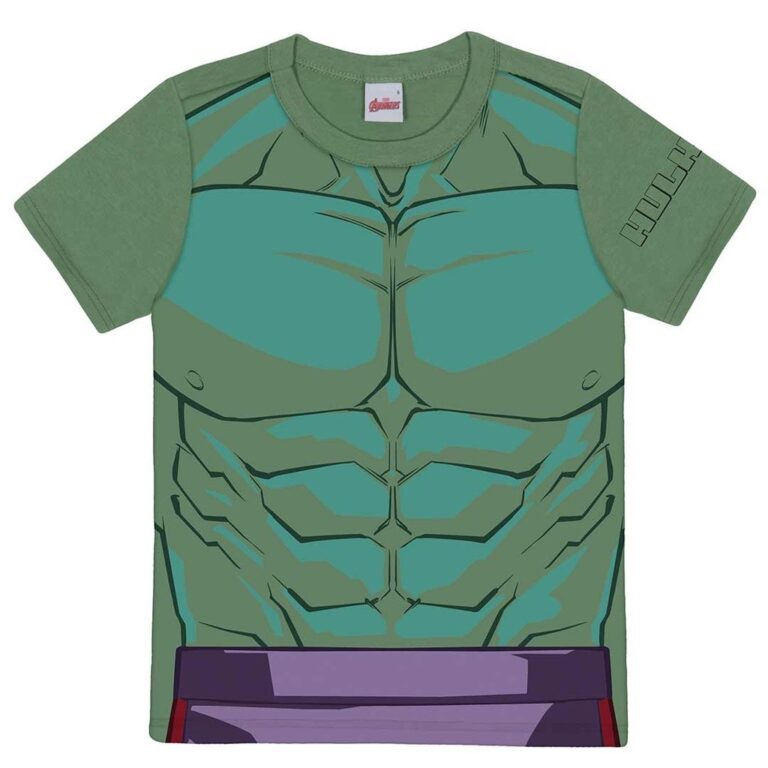 Camiseta Infantil Masculina Verde Hulk Vingadores 