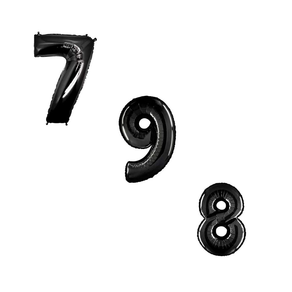 Balão Metalizado Números Preto Fox Imports 16pol 1und