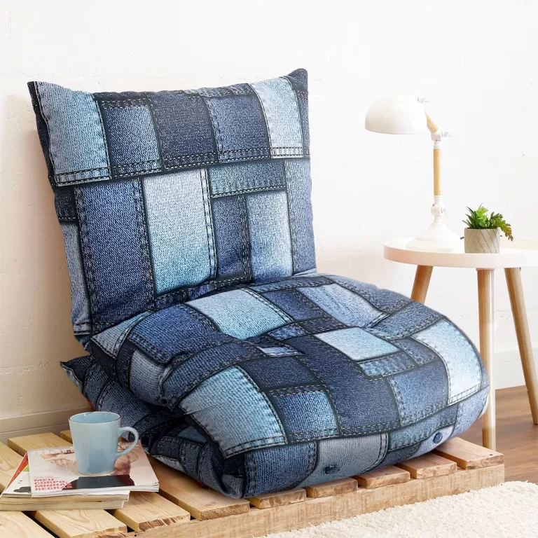 Futon Almofada Dobrável de Espuma Solteiro Jeans 
