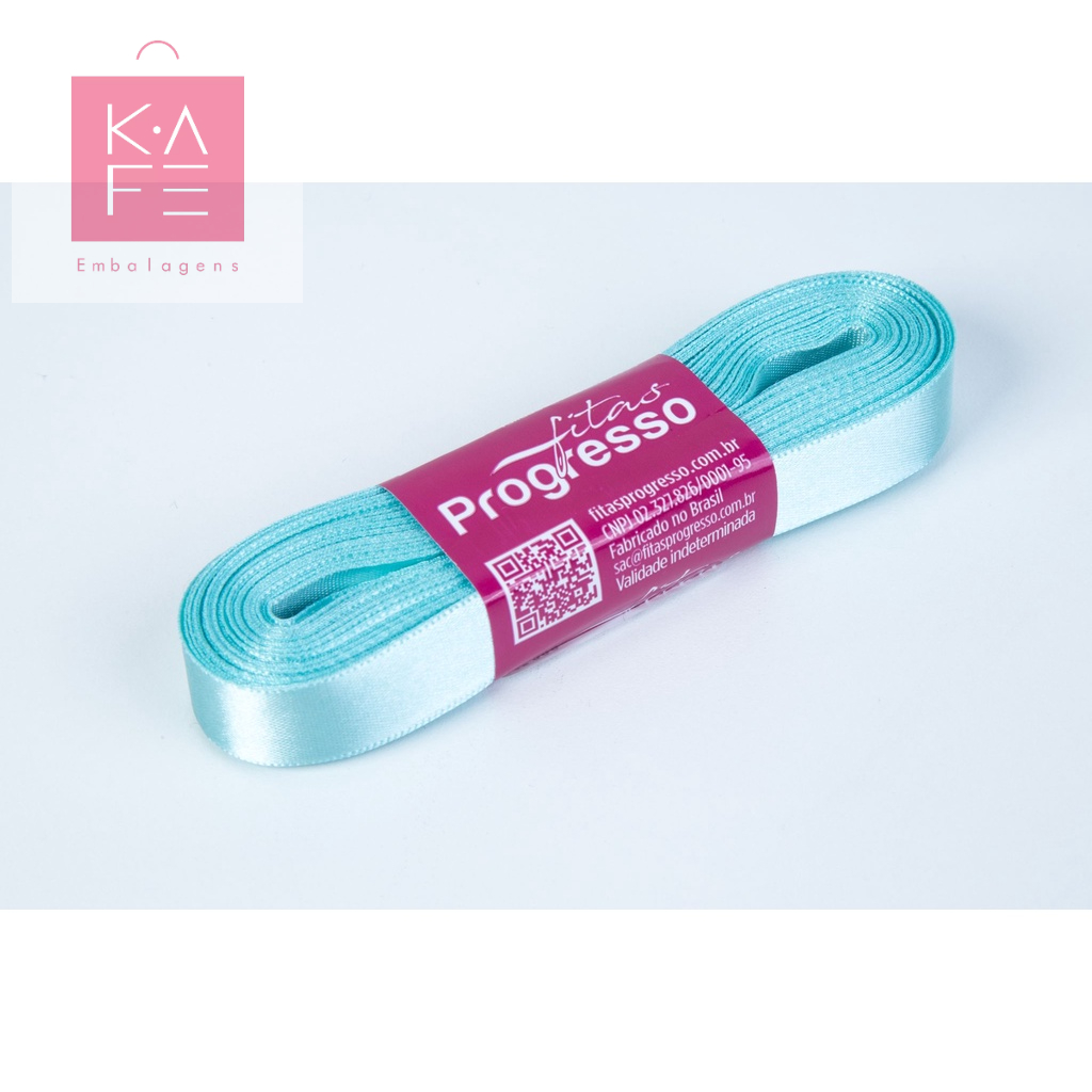 Fita de Cetim Azul Tiffany Cor 247 – 01 unidade – Progresso – Kafe Embalagens