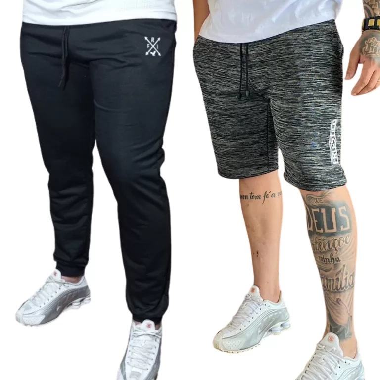 Kit Bermuda e Calça Jogger de Moletom Moletinho A