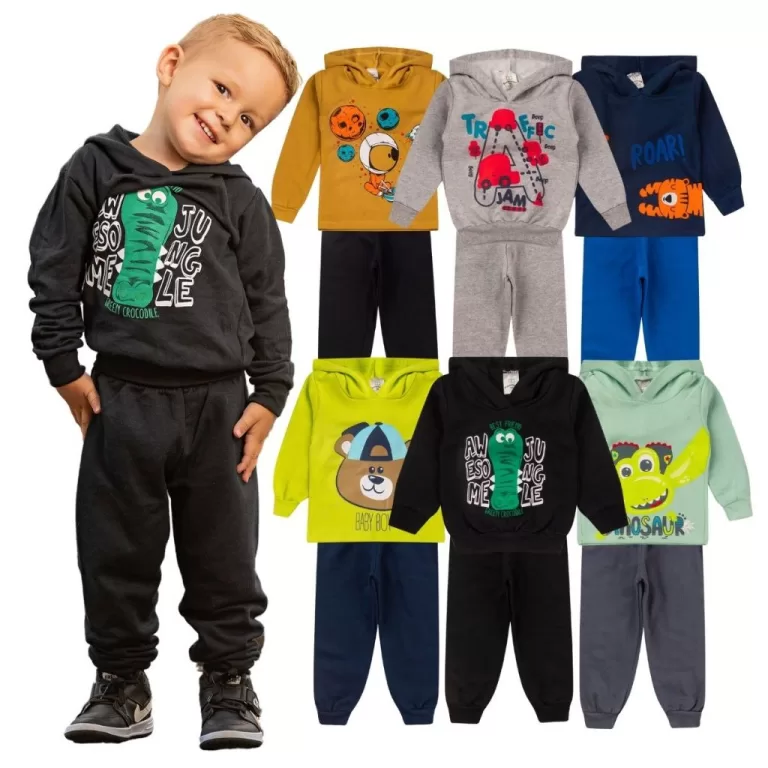Kit 4 Peças Conjunto Moletom Infantil Menino Masc