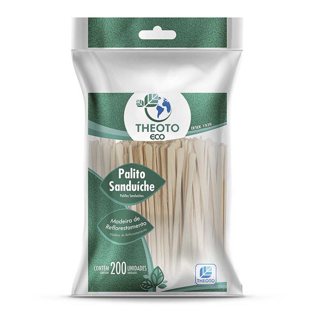 Palito Madeira Sanduiche Picks 9cmx4mm Theoto 200und