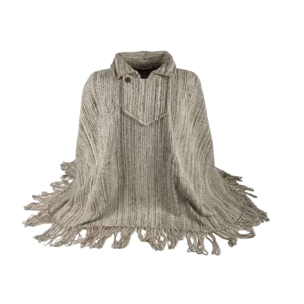 Pala Poncho Com Franja Oldoni Original Campeiro Gaúcho Mescla Claro Lã Macia Leve Tecido Grosso Para