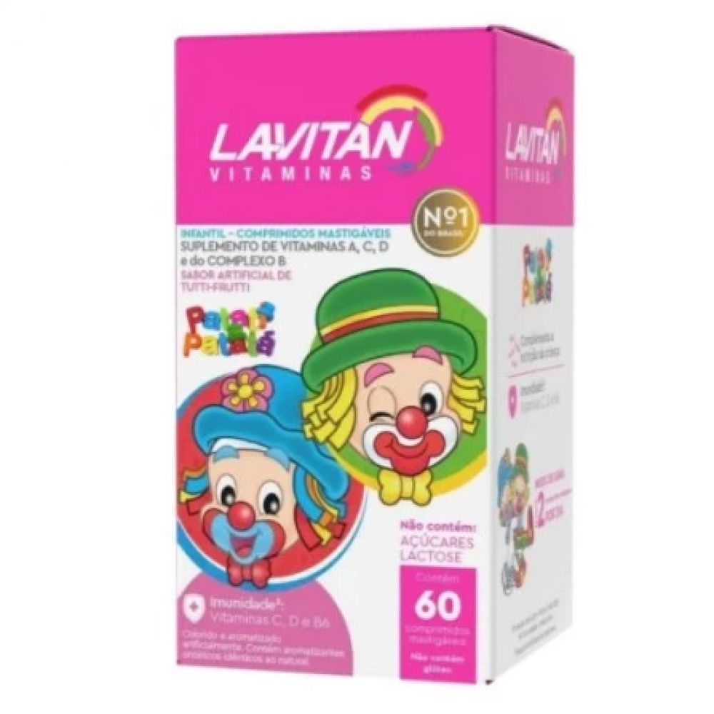 Vitamina Lavitan Patati Patata Sabor Tutti Frutti com 60 Comprimidos Cimed