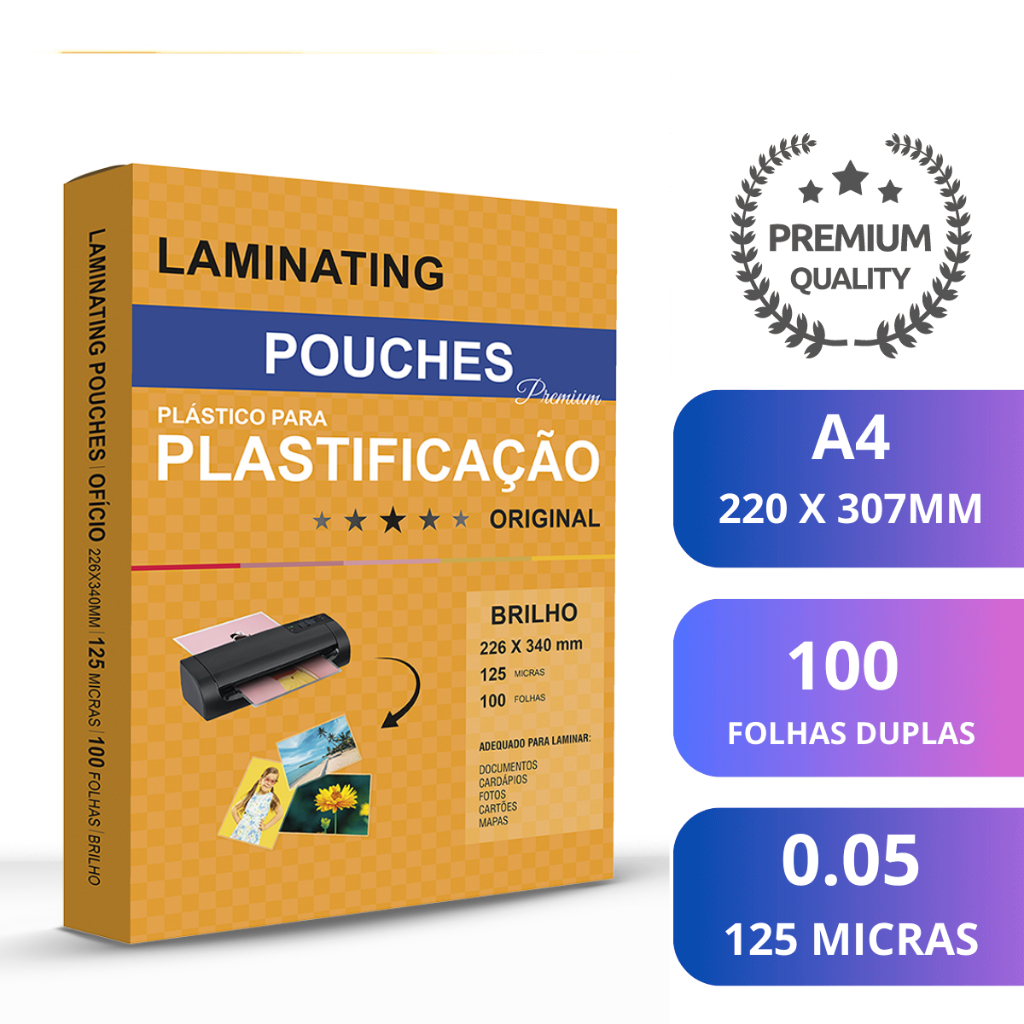 Plastico Para Plastificar Polaseal A4 220×307 0.05 – 100 Folhas Plastificação Pouch Film 125 micras