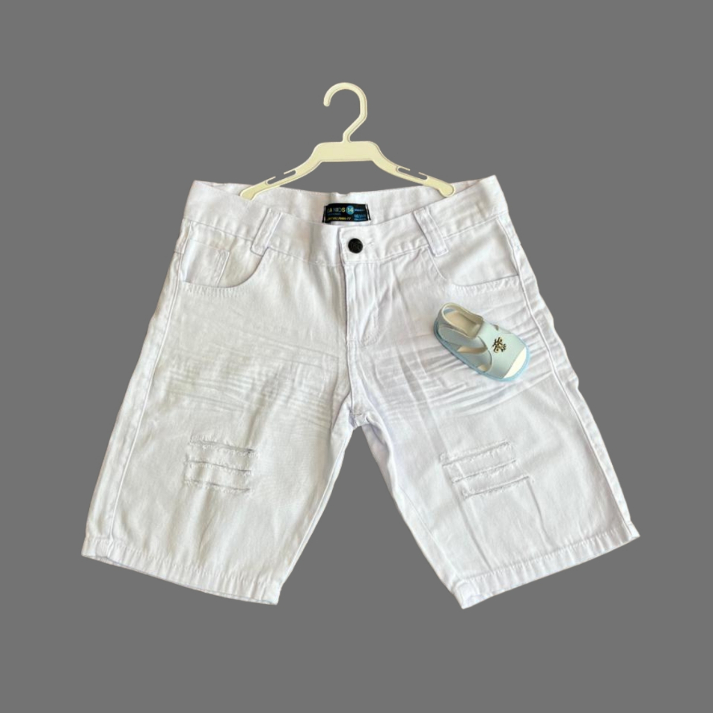 Bermuda Jeans rasgada infantil masculina juvenil da moda de verão 2 ao 16