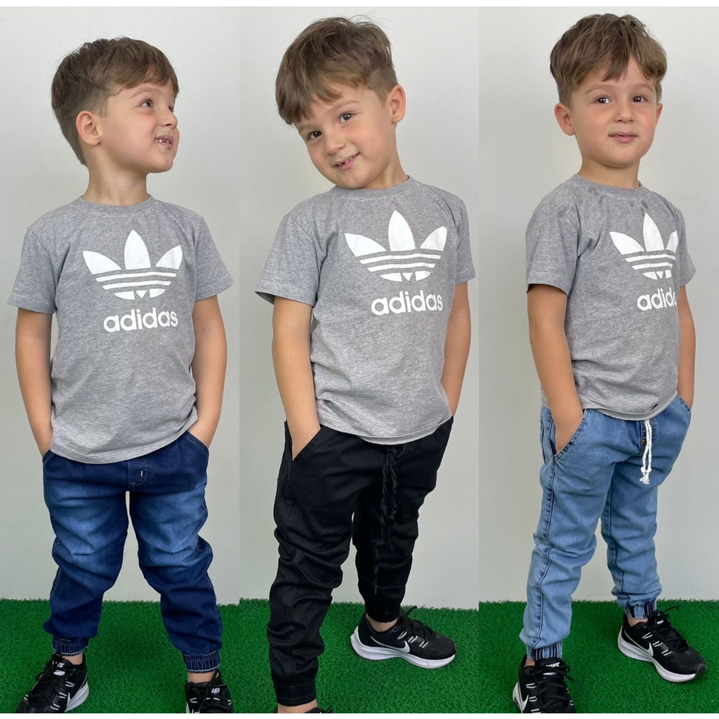 Kit 3 Calças Jogger Bebê Infantil Juvenil – Calça jeans apertada da moda 2 ao 16