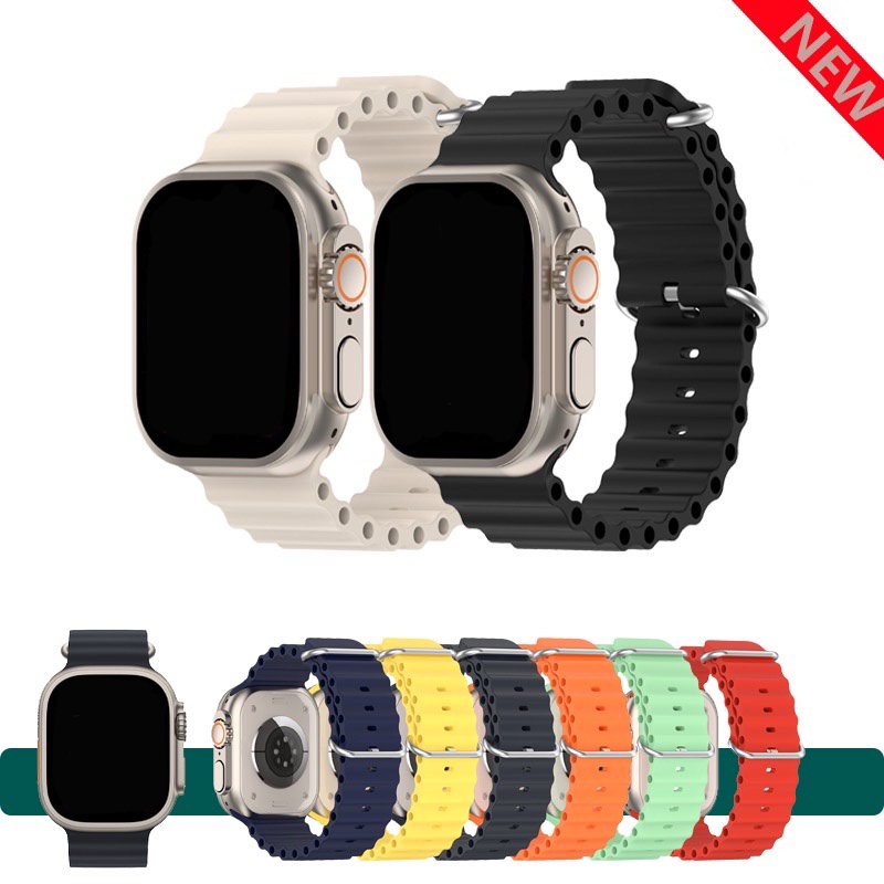 Pulseira Oceano Silicone Para Smart Watch Smartwatch e Iwo 38mm 40mm 41mm 42mm 44mm 45mm 49mm Ultra