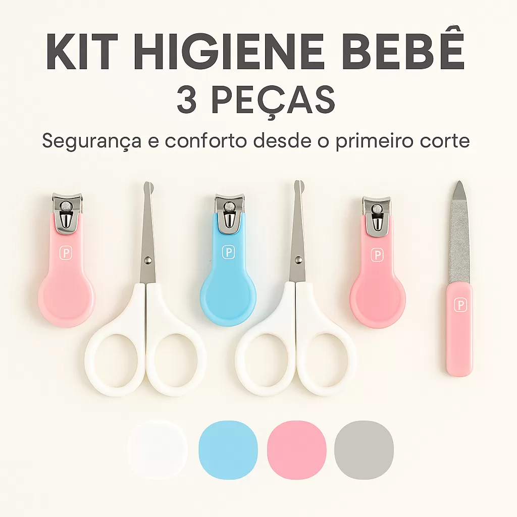 Kit Higiene Infantil 3 Peças Pimpolho para Bebê  Enxoval Completo