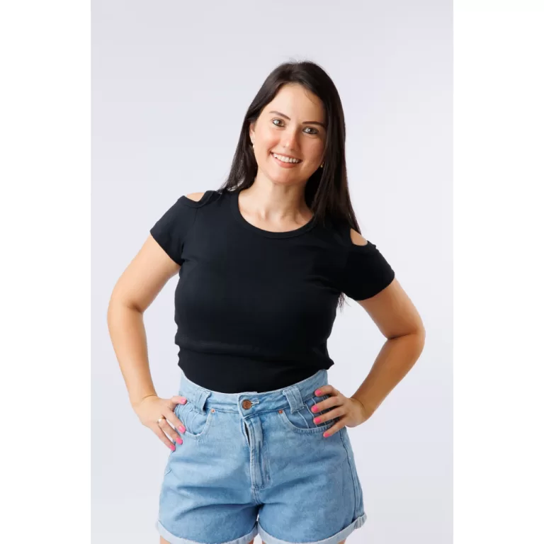 Blusa Manga Curta Manga Vazada Amamentação