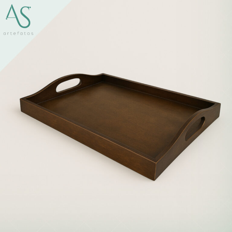 Bandeja Decorativa de Madeira Retangular Rustica G