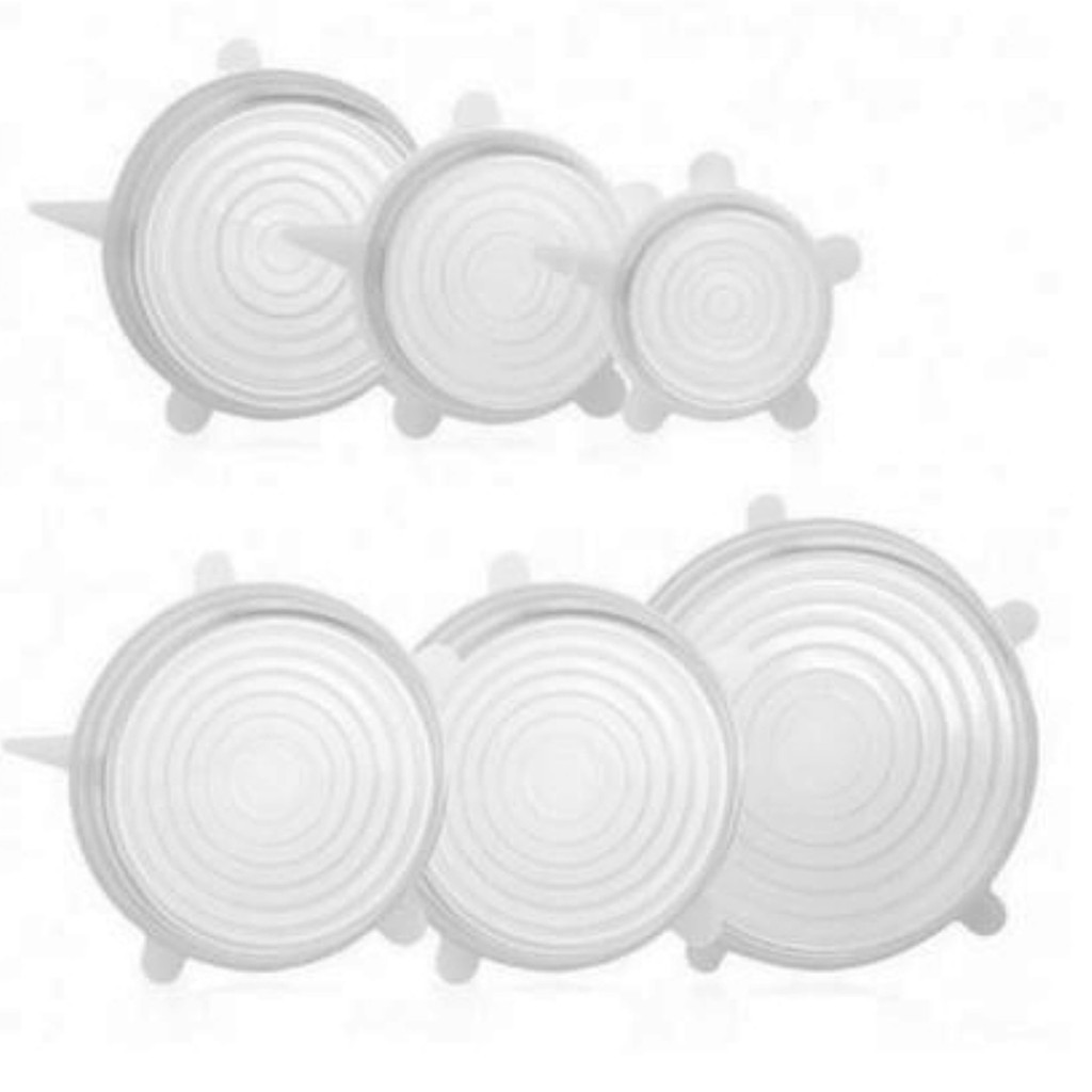 Kit 6 Tampas Silicone Transparente Para Panelas Universal Flexível Fácil de Lavar Reutilizável