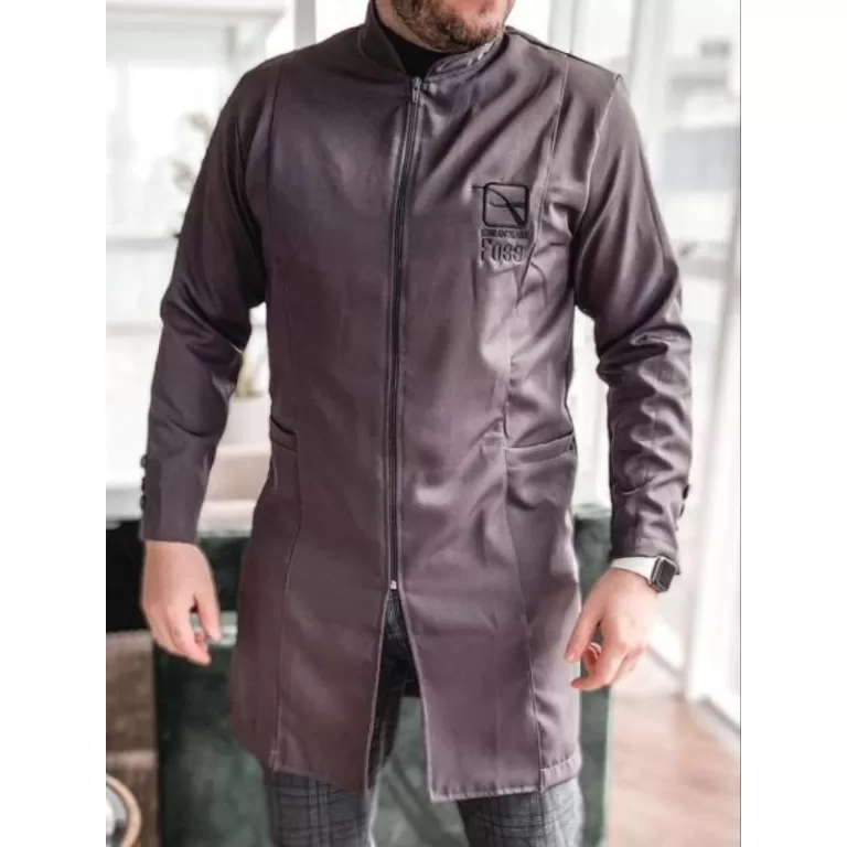 Jaleco Masculino Oxford Zíper Manga Longa Bordado