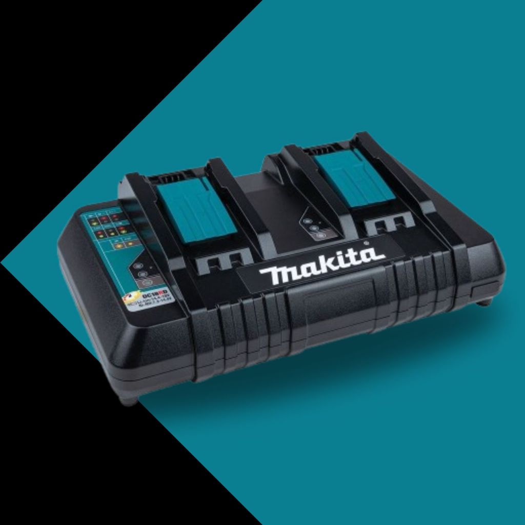 Carregador Duplo Makita DC18RD 14.4V e 18V para Recarga Simultânea com Gestão Inteligente