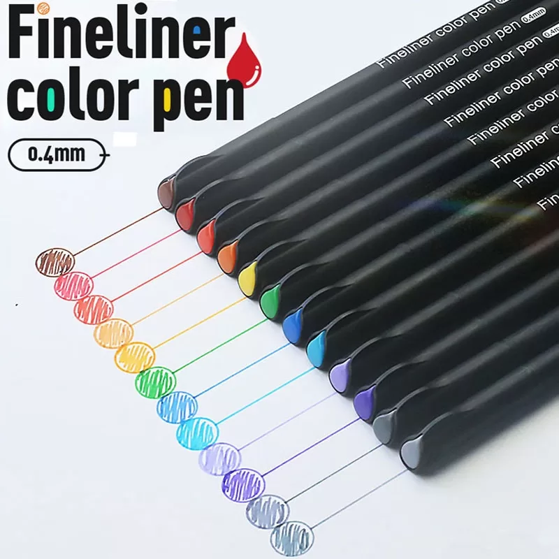 12-48 Peças Canetas De Ponta Fina Kawaii/Caneta Marcadora De Cor/Material Escolar/Escritório/Papelar