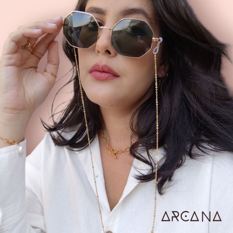 Corrente Cordão Cordinha Para Óculos Feminino Aço Inoxidável Miçangas