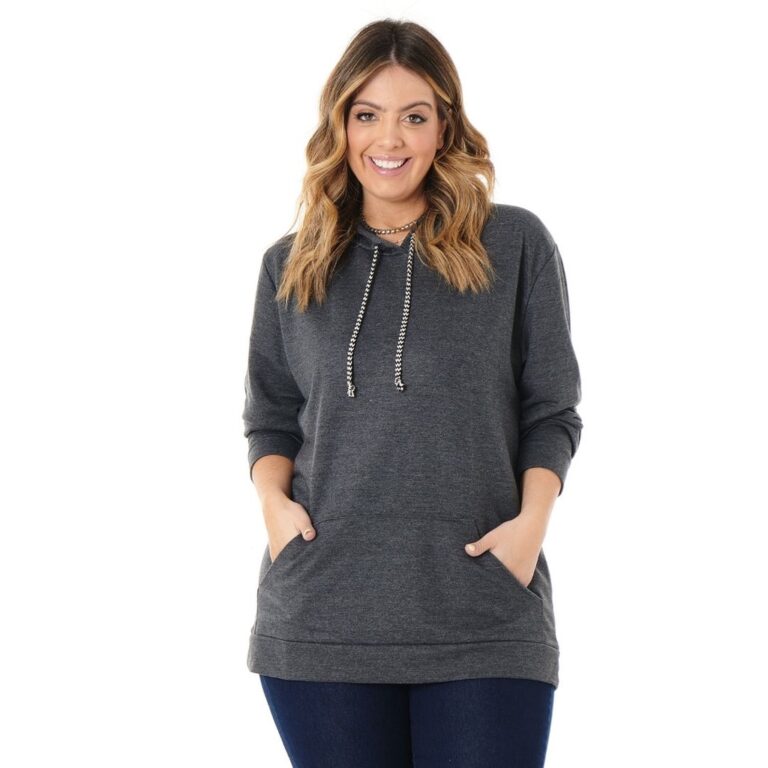 Casaco de Moletom Feminino Plus Size com Bolso Can
