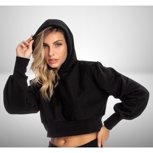 Cropped de Moleton Blusa Curta Moda Inverno 2022 B
